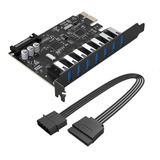 Placa Usb 3.0 Pci-e Orico 7 Portas + Cabo
