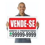 Placa Vende-se/ Aluga-se Ps 2mm Adesivada 50cm X 40cm 4furos