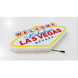 Placa Welcome To Las Vegas Quadro Led Luminoso Bar Decoração