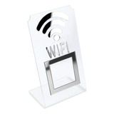 Placa Wifi Qr Code Display Acrílico Mesa Balcão Transparente Cor Transparente E Prata