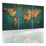 Placas 120x60cm Quadro Decorativo Mapa Mundi