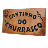 Placas Decorativas Em Madeira Maciça Entalhada Churrasco