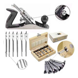 Plaina Manual De Metal Profissional 245x58 Mm + Kit Brocas 