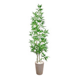 Planta Artificial Bambu Mossô Da Sorte Com Vaso Decorativo