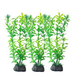 Plantas Artificiais Verde Aquário Decoração Kit 3 Un 17cm