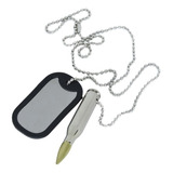 Plaqueta De Identificação Projétil Dog Tag Bélica Cromada