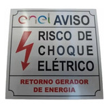 Plaquinha Metálica Aviso Risco De Choque - Padrão Enel 15x15