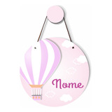 Plaquinha Porta De Maternidade Quarto Balão Nuvem + Nome 