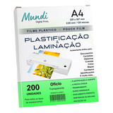 Plástico Para Plastificação A4 Mundi 220x307cm 0,05 200fl
