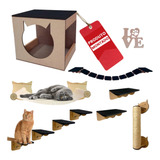 Playground 10 Peças Mdf C/ Arranhador E Rede Para Gatos
