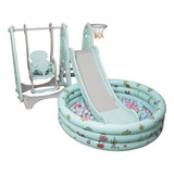 Playground Infantil 4x1 Piscina Escorregador Balanço Verde