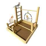 Playground Para Calopsita Com Poleiro Parquinho Aberto 03