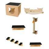 Playground Para Gatos 8 Pçs Rede Prateleira Degrau Nicho 