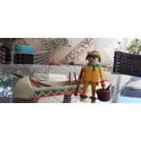 Playmobil Trol Western. Índio Com Canoa. Cod. 23.36.2