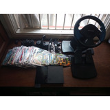 Playstation 2 Slim Destravado + Volante Pedais + 72 Jogos