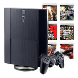 Playstation 3 Ps3 Super Slim 500gb 1 Controle + 1 Quadro Decorativo + Jogos