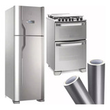 Plotagem Geladeira Fogão Adesivo Vinil Prata Tipo Inox 3 Mts