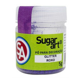 Pó Glitter Para Decoração De Bolo Roxo 5g Sugar Art