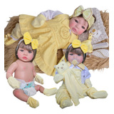 Poa Amarela Body Boneca Bebe Reborn Menina Mundo Brinquedos