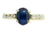 Pocao2005- Anel De Ouro 18k750 Safira Azul Diamantes 3650