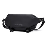 Pochete Bolsa Cintura Tiracolo Transversal Ombro Impermeável Cor Preto Desenho Do Tecido Liso