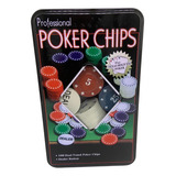 Poker Kit 100 Fichas Dealer Profissional Numeradas Na Lata