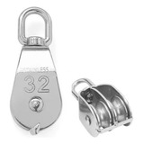 Polia Roldana Moitão M32 Dupla Giratória Aço Inox Resistente
