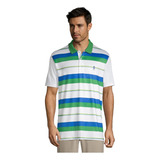 Polo Izod Golf - Branco/verde/azul - Tam S