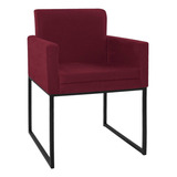 Poltrona Decorativa Bellinha Base De Ferro Preto Suede Bordô