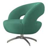 Poltrona Decorativa Confortável Azul Turquesa Base Onix