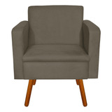 Poltrona Decorativa Emília Suede Marrom Rato - D'rossi