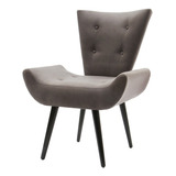 Poltrona Decorativa Emilia Suede Pé Palito - Grafite