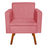 Poltrona Decorativa Emília Suede Rose - D'rossi