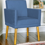 Poltrona Decorativa Nina Com Base Reforçada Suede Amarelo Cor Azul-marinho Desenho Do Tecido Suede Liso