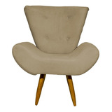 Poltrona Decorativa Pé Palito Napoli Suede Rosê Cor Nude
