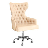 Poltrona Elizabeth Base Cromada Com Rodinha Regulagem Altura