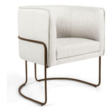 Poltrona Fixa Base De Aço Choco Betina D02 Linho Creme A-48