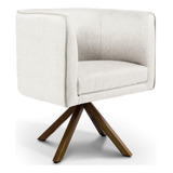 Poltrona Giratória Base Giromad Betina D02 Linho Creme A-48