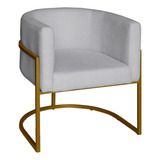 Poltrona Industrial Dourado Decorativa Lety Veludo Prata