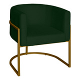 Poltrona Industrial Dourado Decorativa Lety Veludo Verde