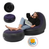 Poltrona Inflável Ultra Lounge Com Pufe Sofá Confortável