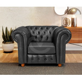 Poltrona Luiz Xv Clássica Chesterfield Courissimo Preto