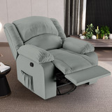 Poltrona Reclinável Madrid Glider Manual Giratória Pu Cinza
