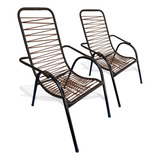 Poltrona Vovo Resistente Clima Kit 2 Cadeira De Fio Cordinha Jardim Area Externa Colorida Cor Marrom-escuro