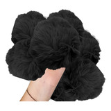 Pompom - Pelúcia Preto 100 Mm - C/12 Unidades - Nybc