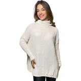 Poncho Feminino Tricô Gola Alta Cacharrel