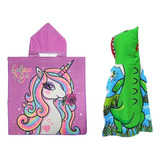 Poncho Infantil Toalha Capuz Roupao Unicornio E Jacare 2un