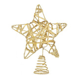 Ponteira Estrela Aramada Luxo Glitter Dourada 20cm - Magizi