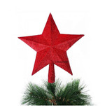 Ponteira Estrela P/ Arvore De Natal Com Glitter 15 Cm