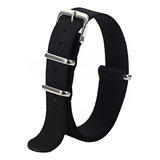 Poolsy Pulseira Nylon Com Pinos Tradicionais 18mm 20mm 22mm 24mm Compatível Com Smartwatch E Relógio Inteligente Digital Analógico Cor Preta